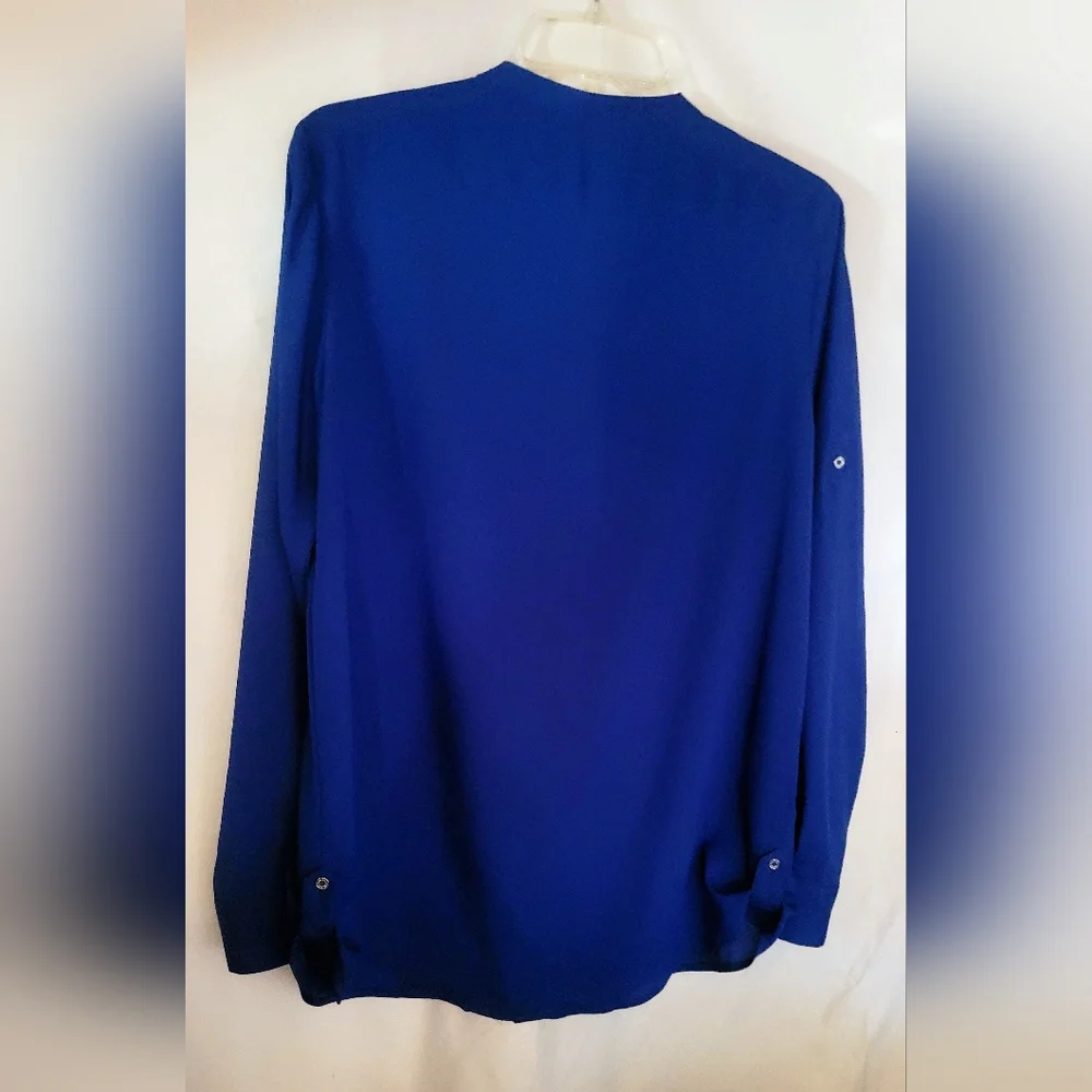 Calvin Klein.. Royal Blue Blouse with Zippered Pockets (78B) - Picture 7 of 8